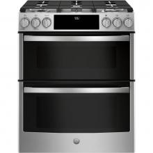 GE Profile Series PGS960SELSS - GE Profile 30'' Smart Slide-In Front-Control Gas Double Oven Convection Range