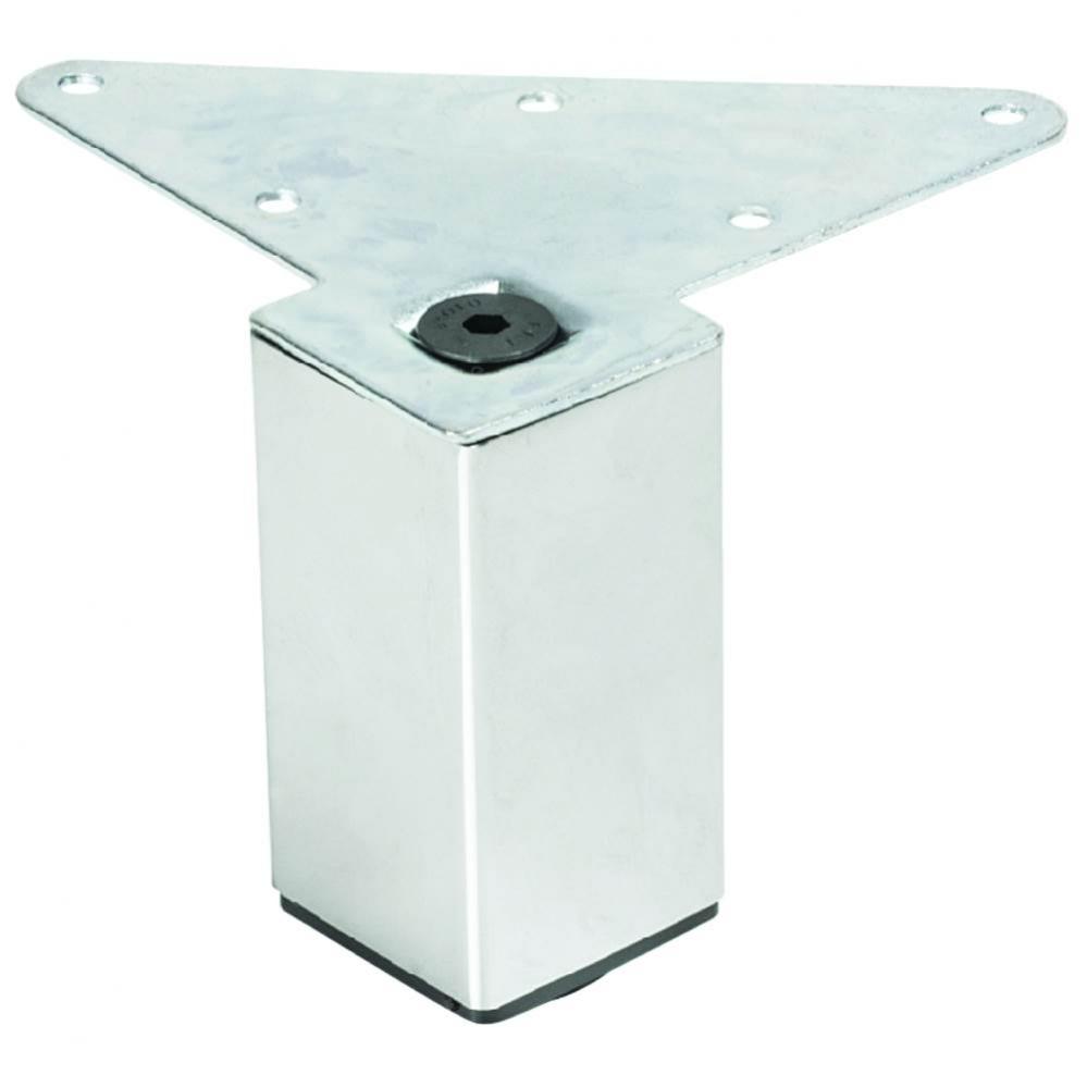 Furn Foot Square 100Mm Height Pol Chr St