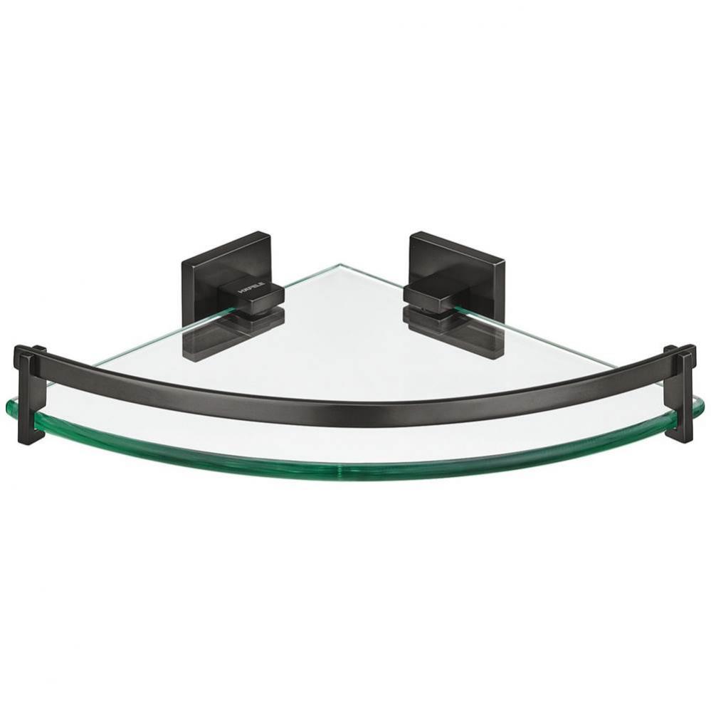 Square Qtr Circle Shelf W/ Gls Grpht Blk