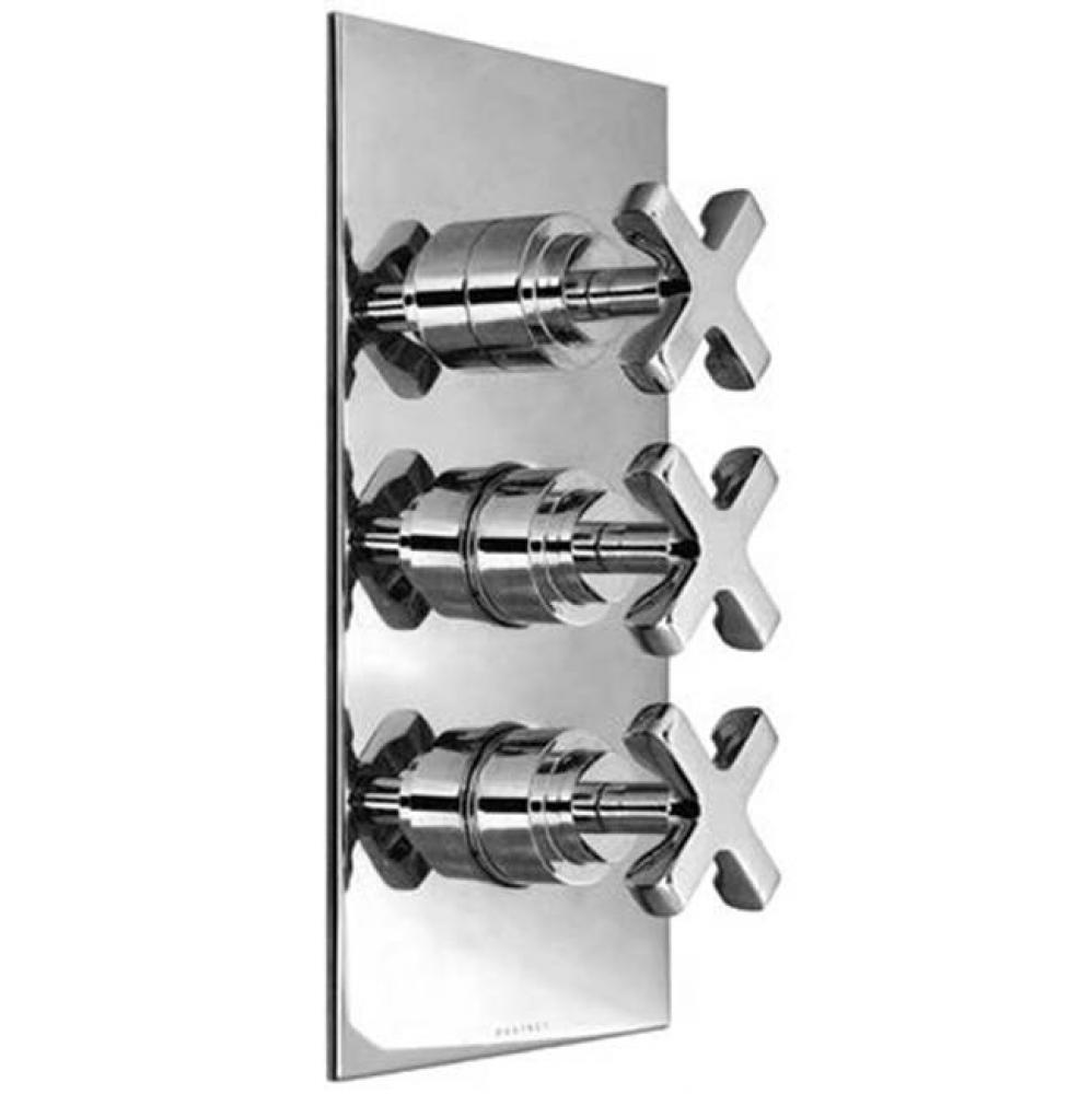 Chester-Thermostatic Trim With Solid Brass Square Plate With Three