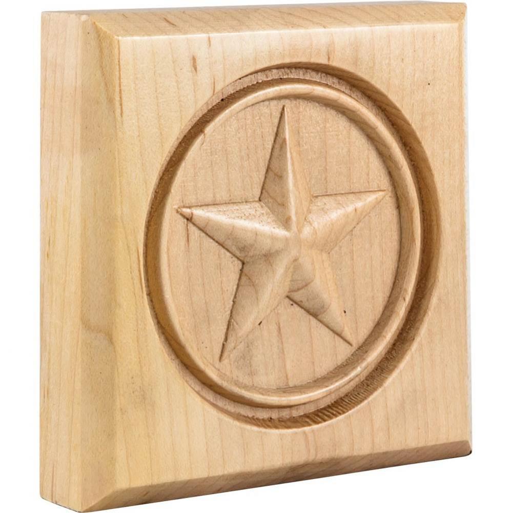 4'' W x 7/8'' D x 4'' H Rubberwood Star Rosette