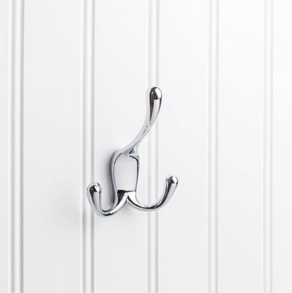 4'' Polished Chrome Large Concealed Triple Prong Wall Mounted Hook