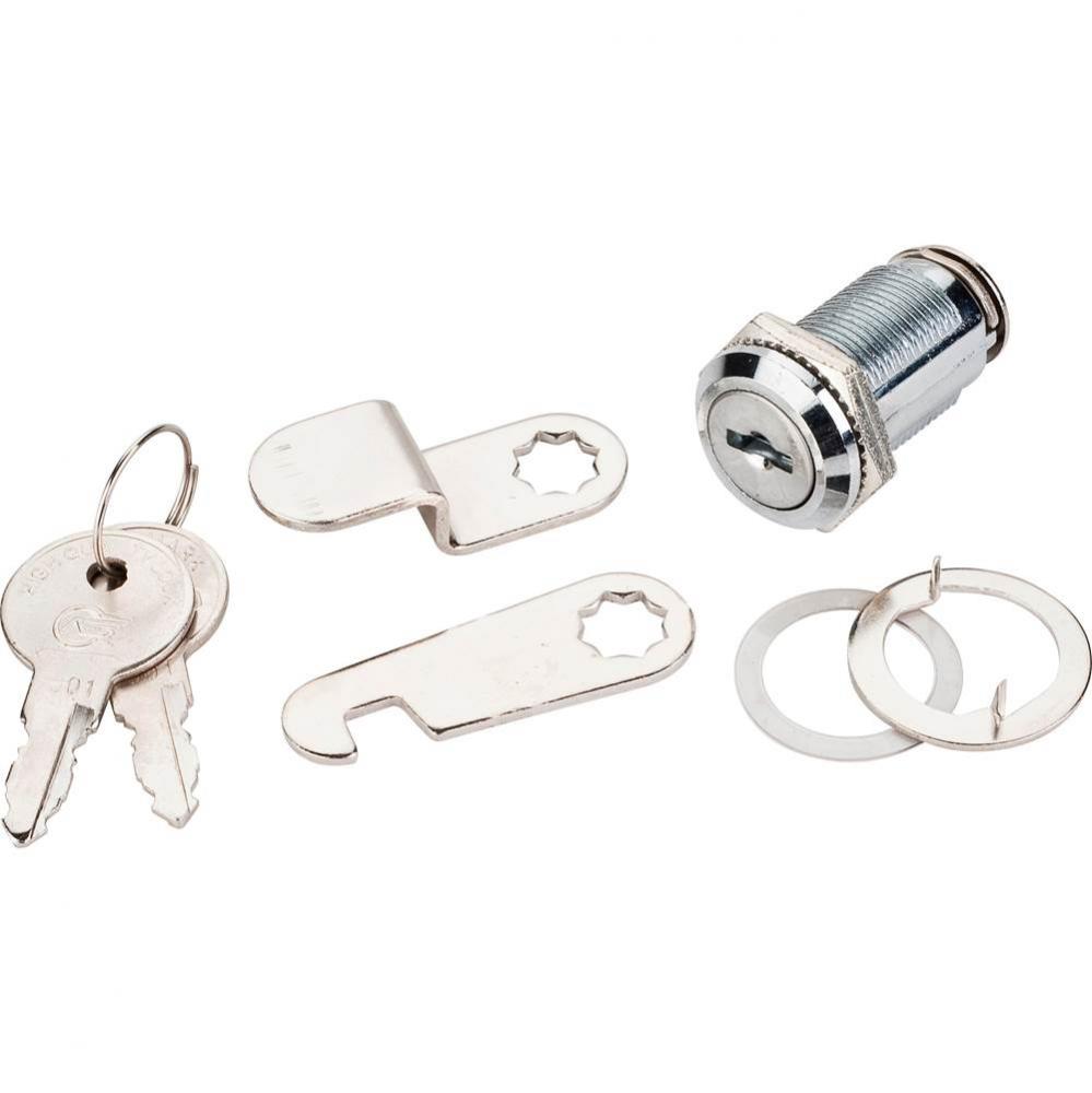 1-1/8'' Length Chrome Cam Lock - Keyed Different