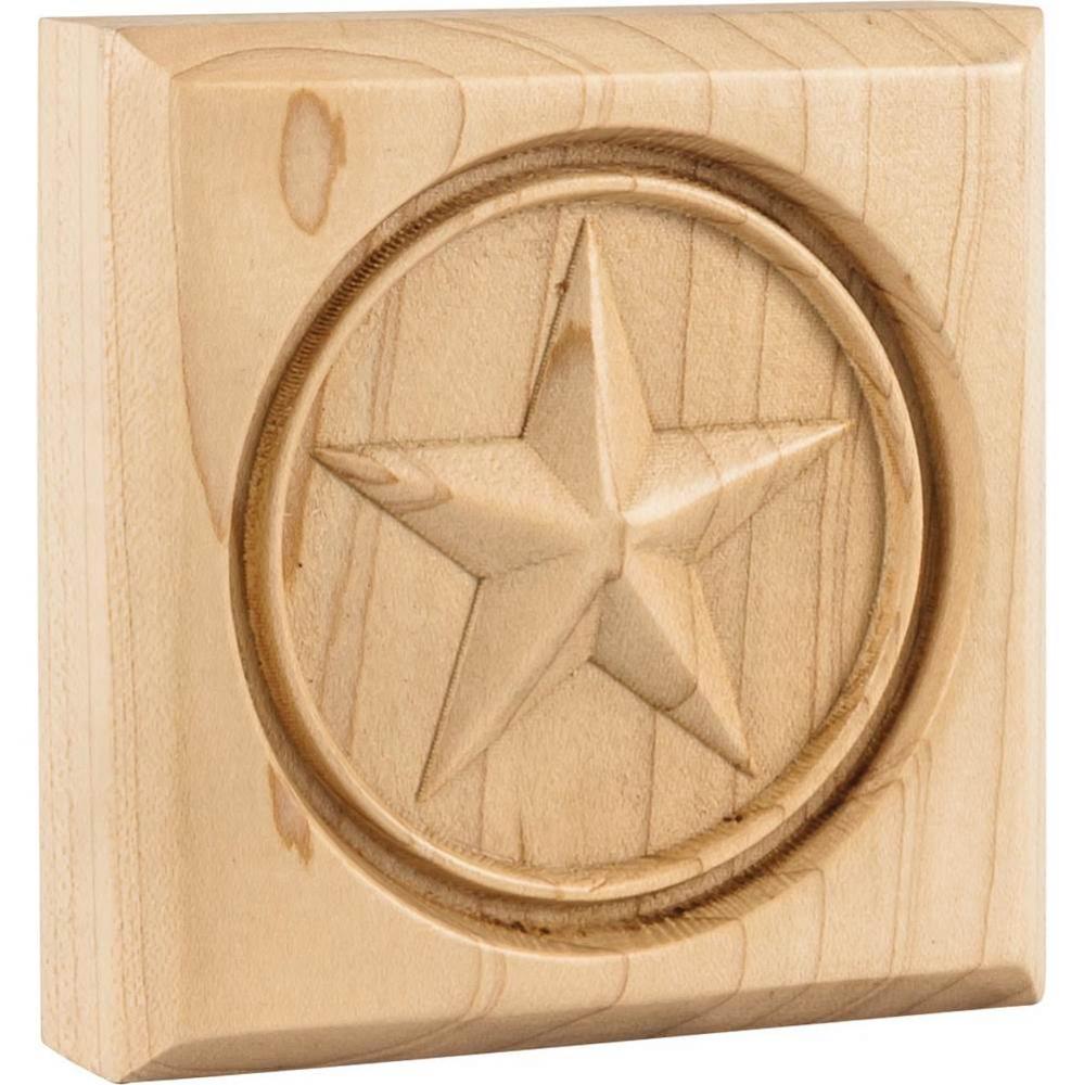 3-1/2'' W x 7/8'' D x 3-1/2'' H Rubberwood Star Rosette