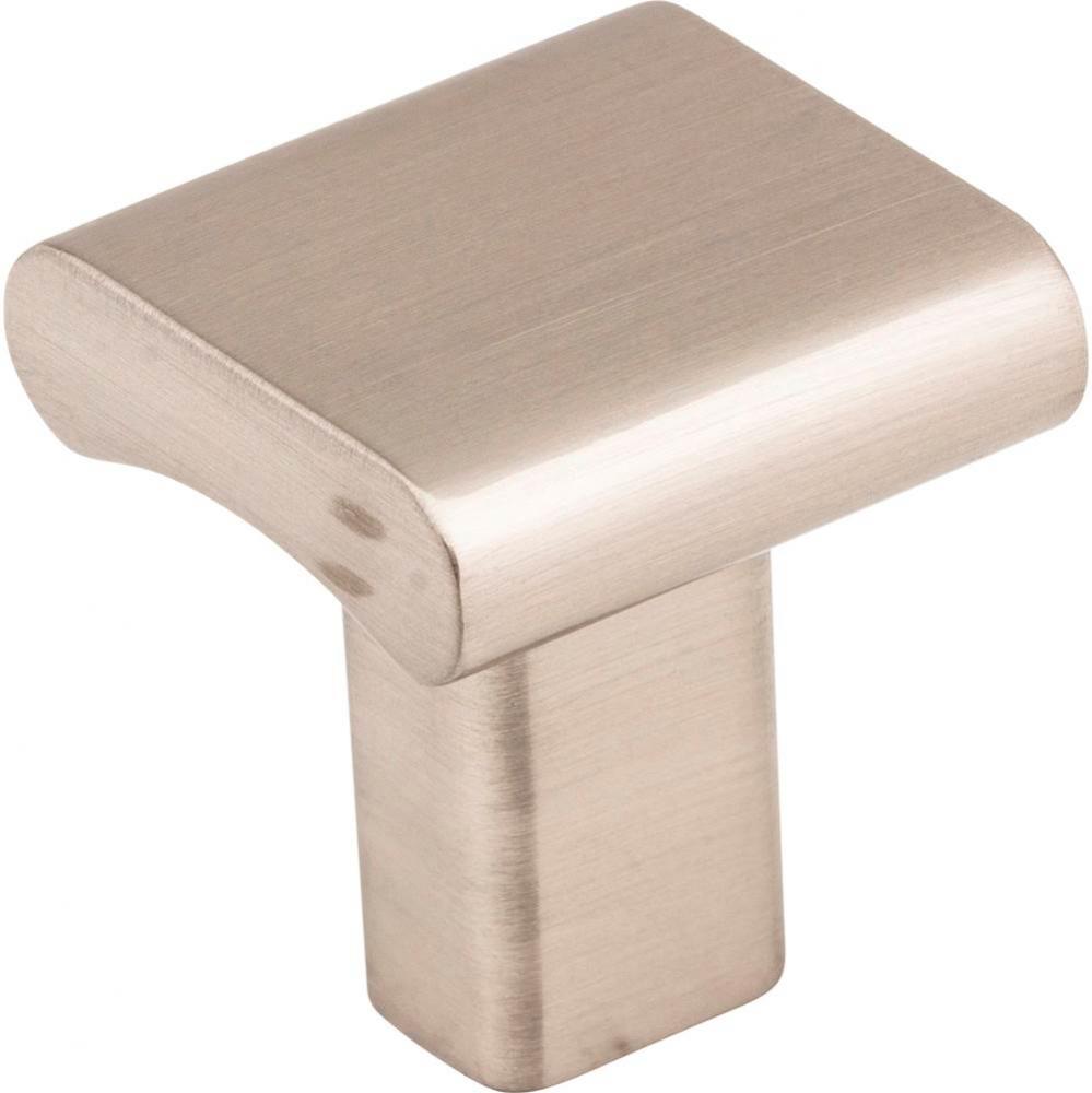 1'' Overall Length Satin Nickel Square Park Cabinet Knob