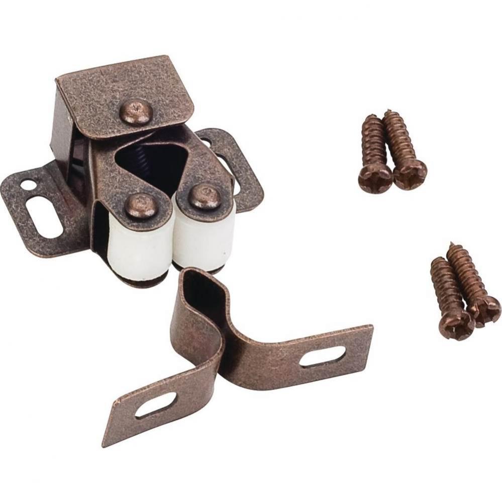 Double Roller Catch with Strike and Screws - Dark Brushed Antique Copper