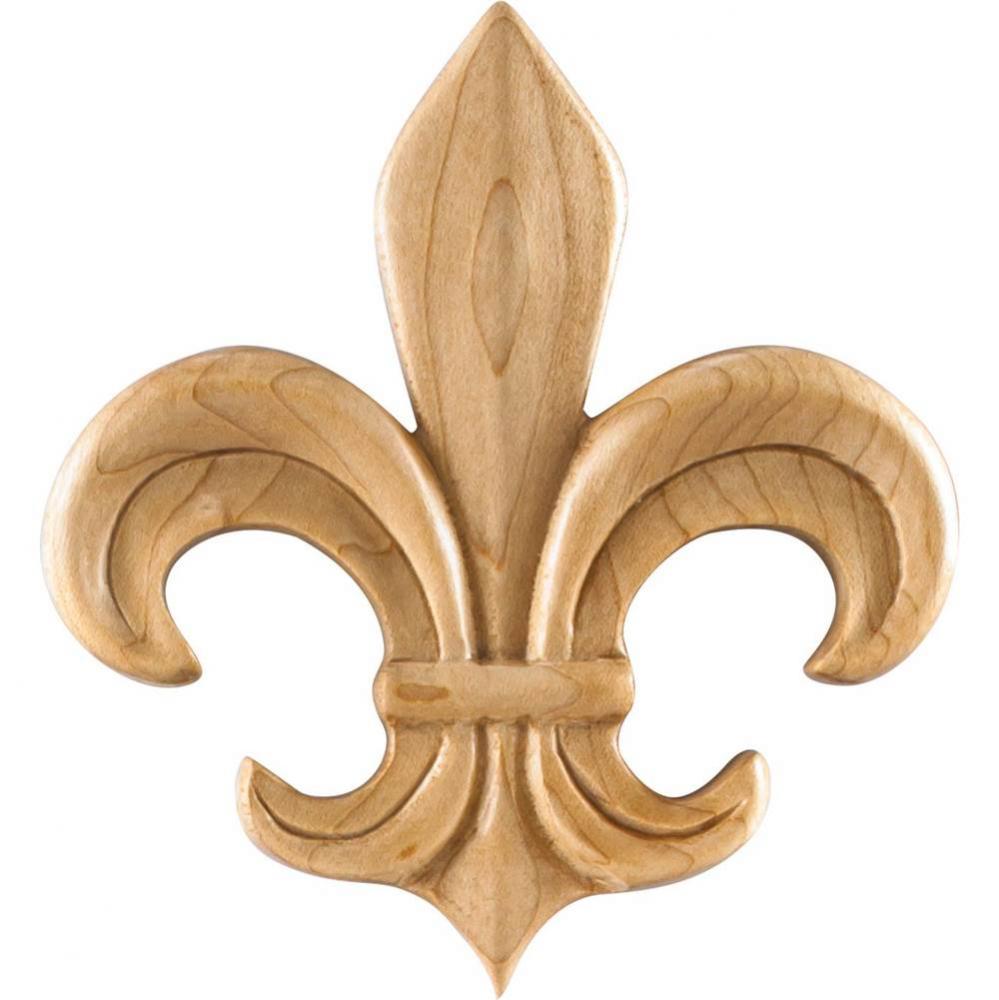 3-3/4'' W x 5/16'' D x 4-1/4'' H Pressed Rubberwood Fleur-de-lis App