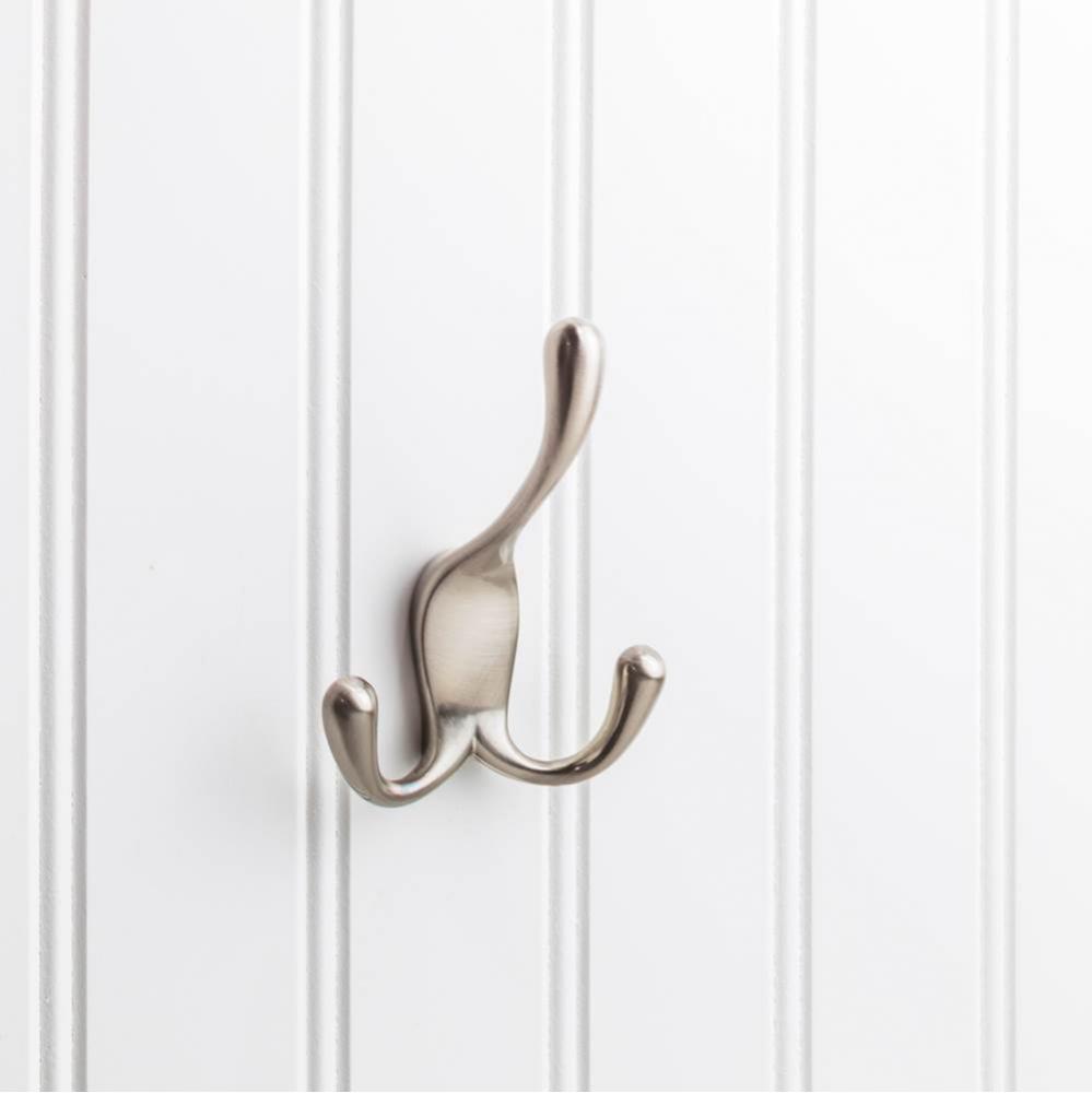 4'' Satin Nickel Large Concealed Triple Prong Wall Mounted Hook