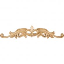 Hardware Resources ONL-08-24MP - 24'' W x 7/8'' D x 5-3/16'' H Maple Hand Carved Fleur-de-lis Onlay