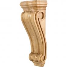 Hardware Resources CORN-4RW - 5-3/8'' W x 3-1/2'' D x 14'' H Rubberwood Scrolled Corbel