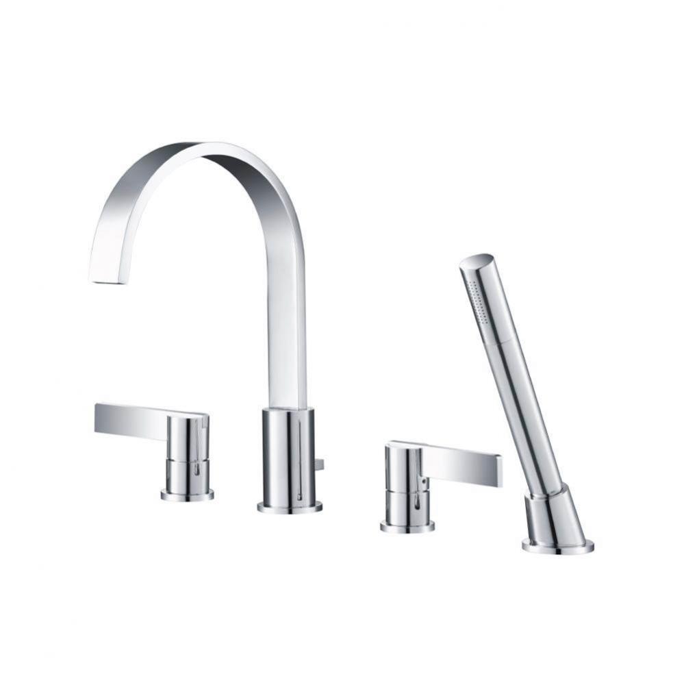 4 Hole Deck Mounted Roman Tub Faucet With Hand Shower