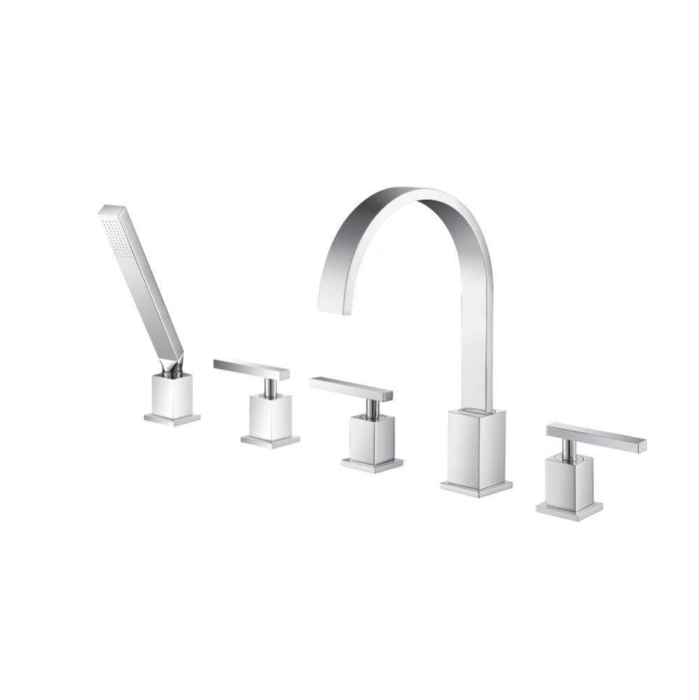 Five Hole Deck Mounted Roman Tub Faucet With Hand Shower