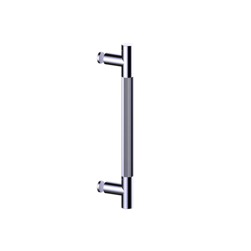 Straight Knurled -  12-inch Single Shower Door Handle-Unlacquered Brass