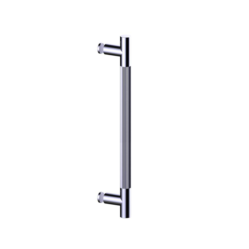 Straight Knurled -  18-inch Single Shower Door Handle-Unlacquered Brass