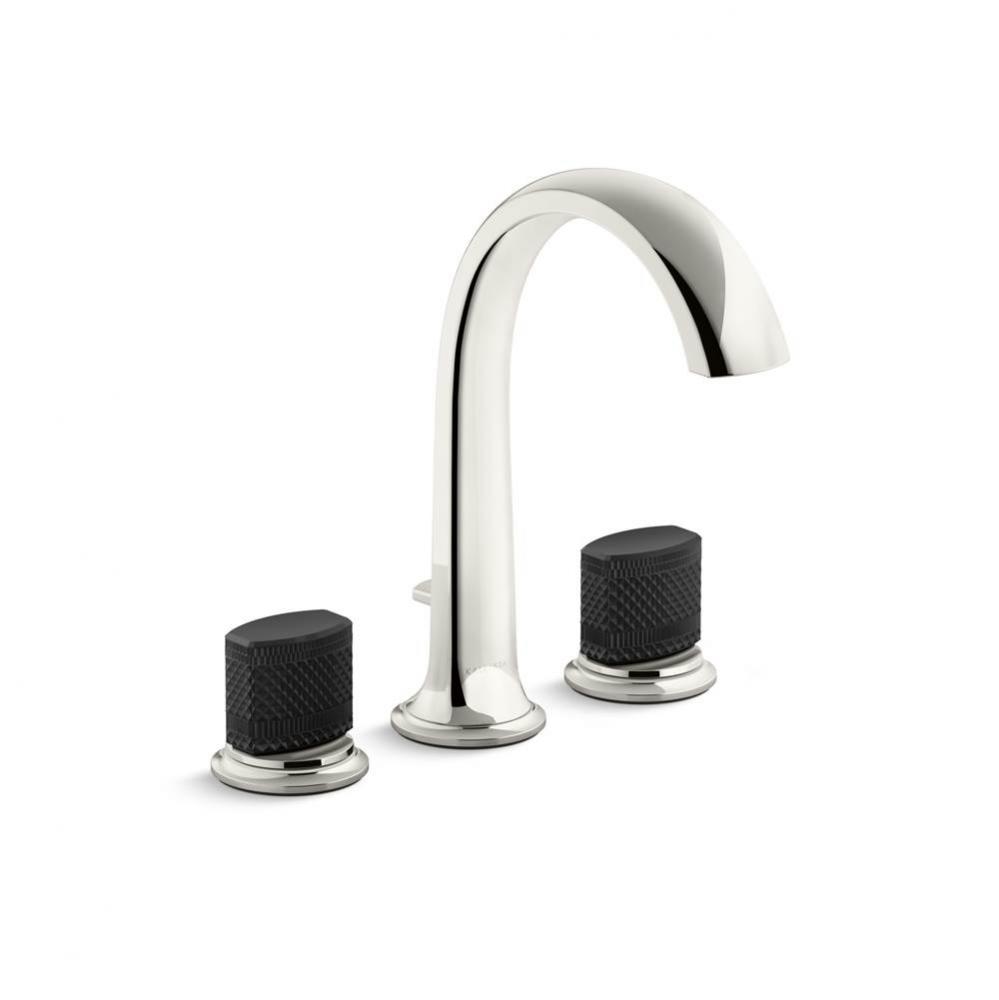 Script® Deck-Mount Bath Faucet W/ Diverter, Black Porcelain Handles