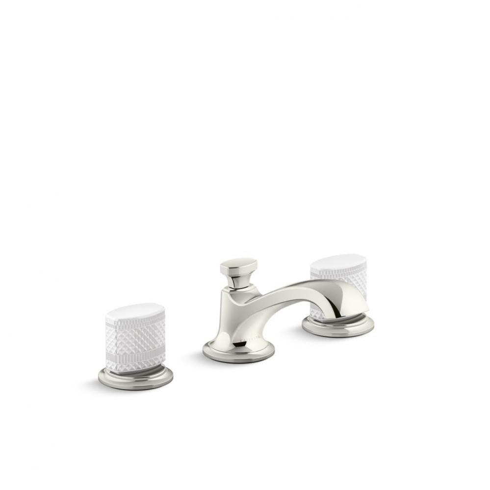 Script® Sink Faucet, Low Spout, White Porcelain Knob Handles