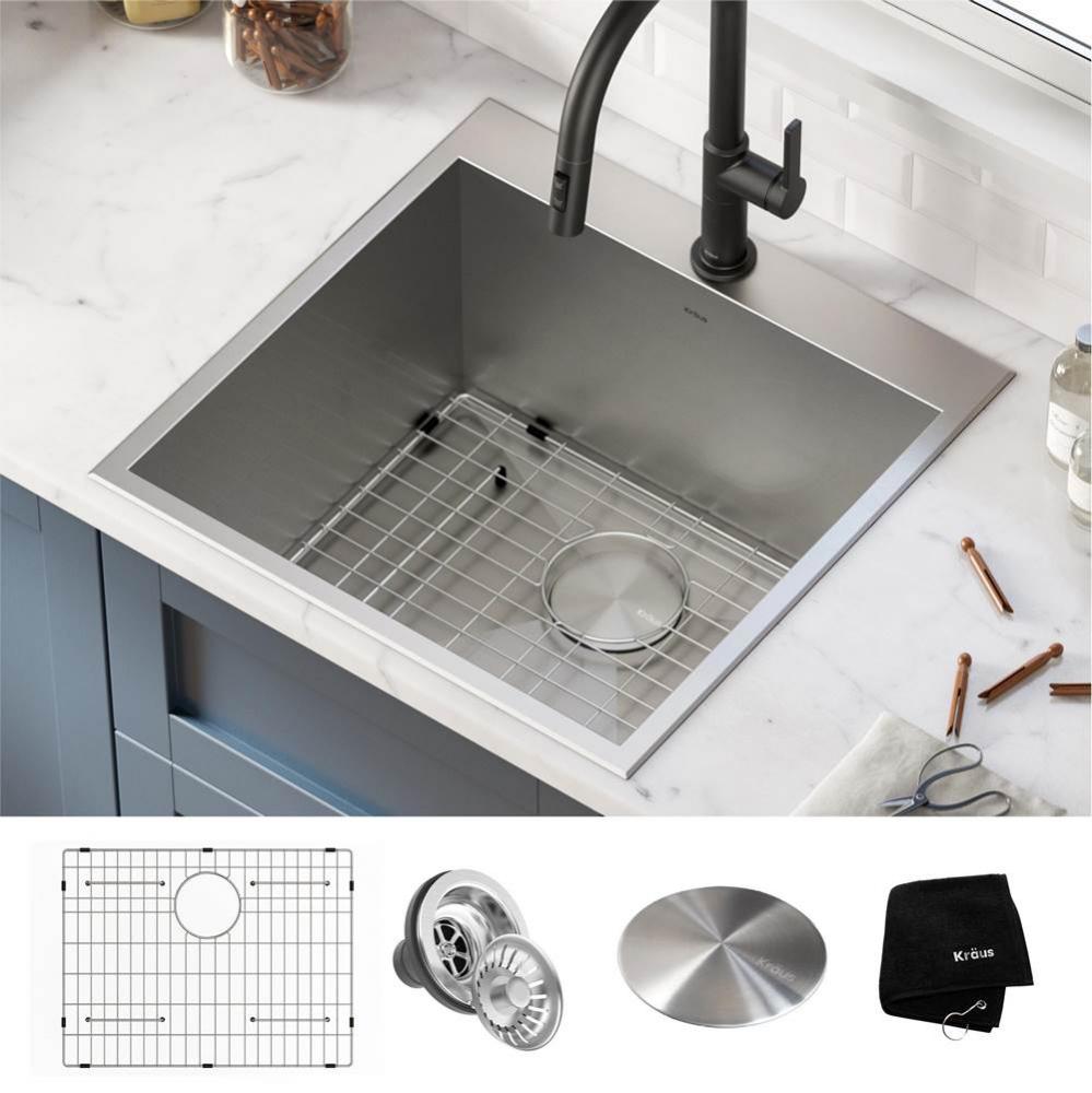 Standart PRO 22'' Drop-In Top Mount 16 Gauge Stainless Steel Single Bowl Deep Laundry Ut