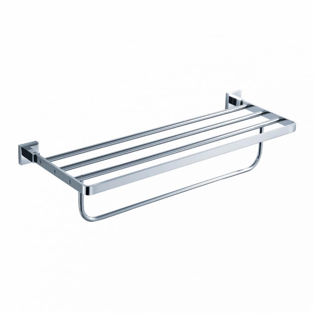 Bathroom Accessories - Bath Towel Rack with Towel Bar in Chrome