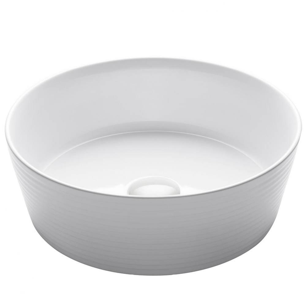 Viva Round White Porcelain Ceramic Vessel Bathroom Sink, 15 3/4 in. D x 5 3/8 in. H