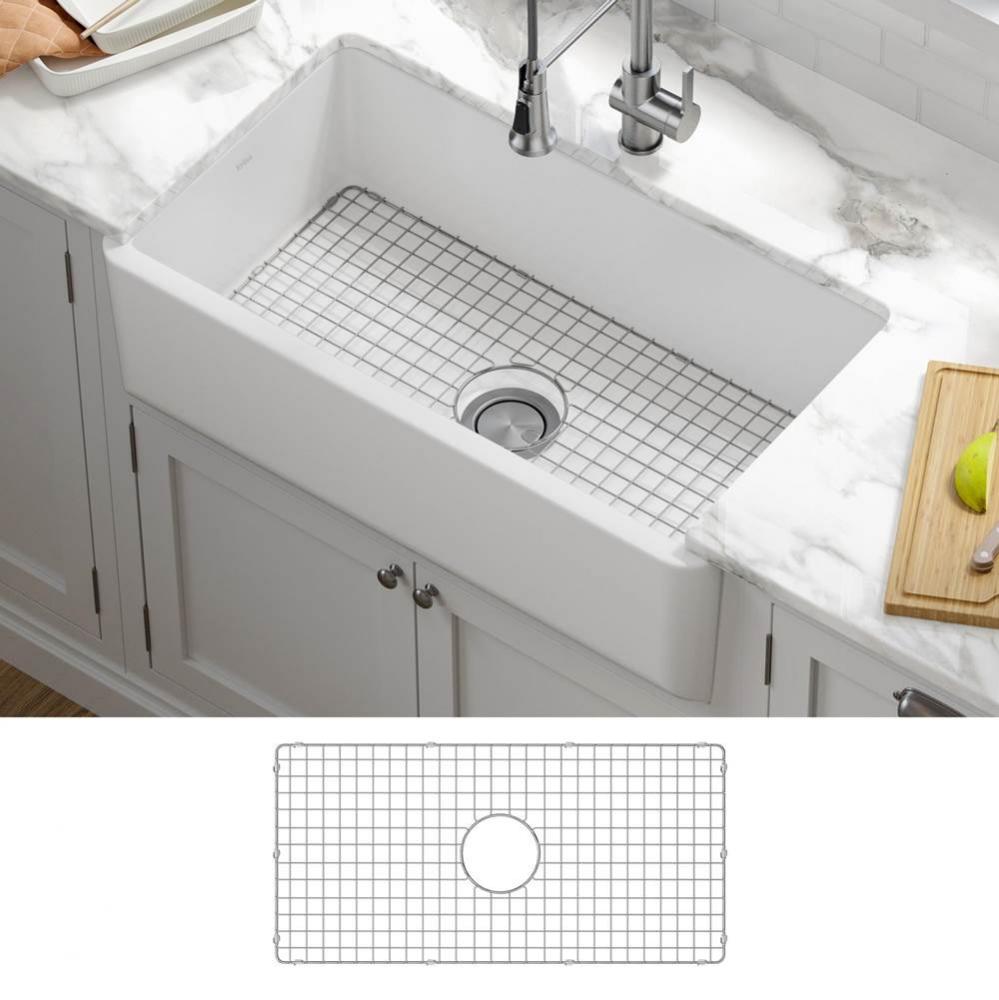 KRAUS Turino 33'' Farmhouse Reversible Apron Front Fireclay Single Bowl Kitchen Sink in