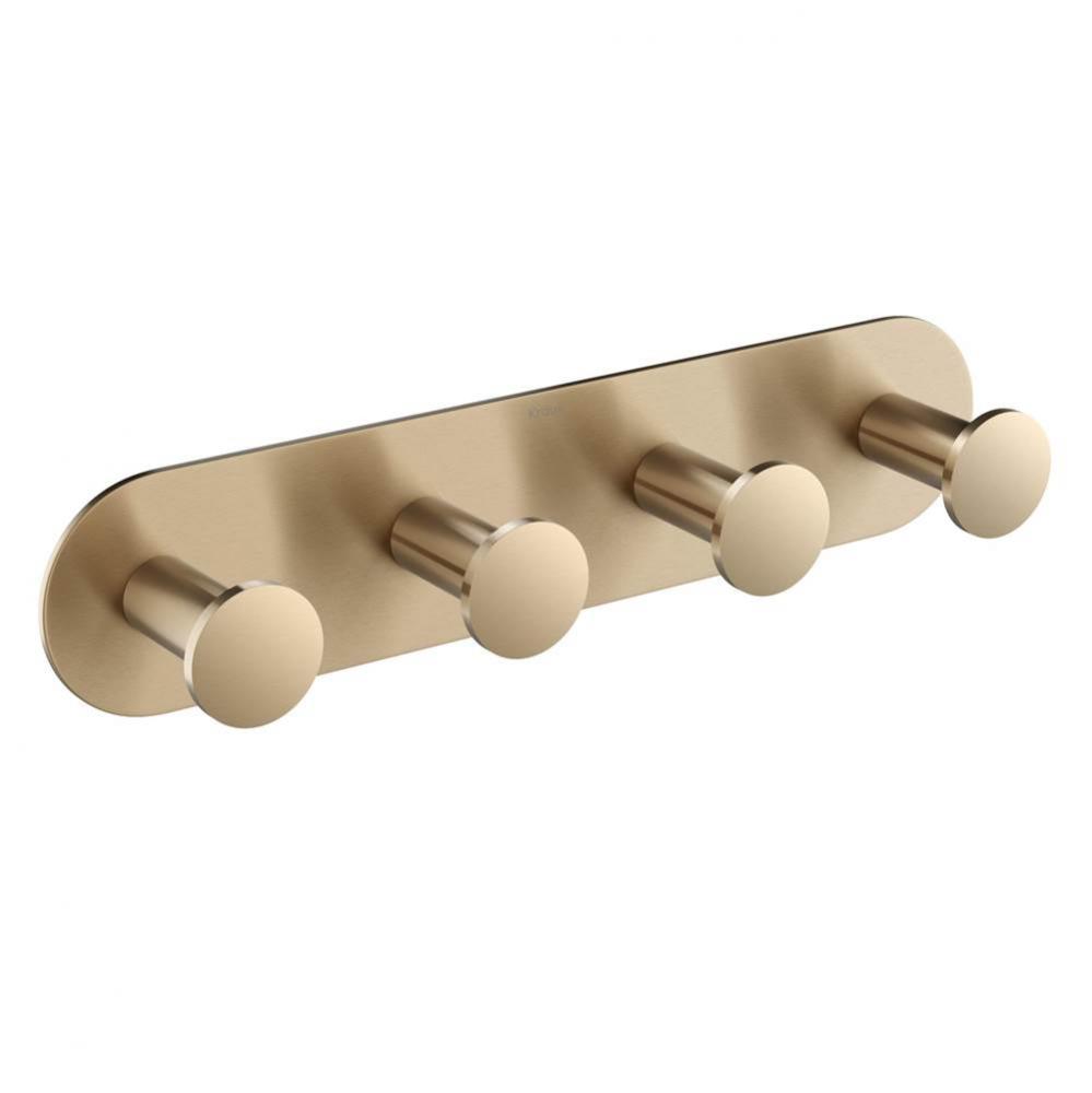 Elie Bathroom Robe And Towel Hook Rack, Brushed Gold Finish