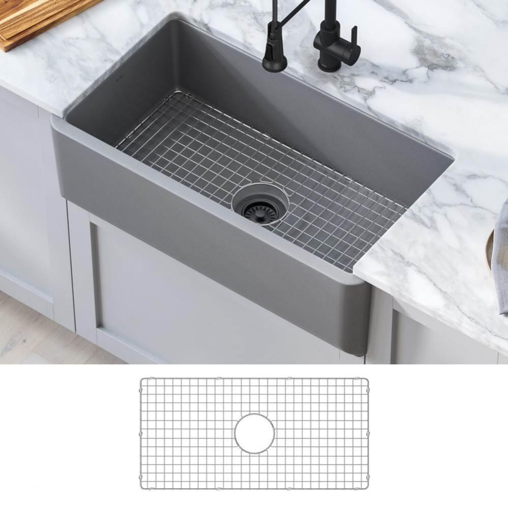 KRAUS Turino 33'' Farmhouse Reversible Apron Front Fireclay Single Bowl Kitchen Sink in