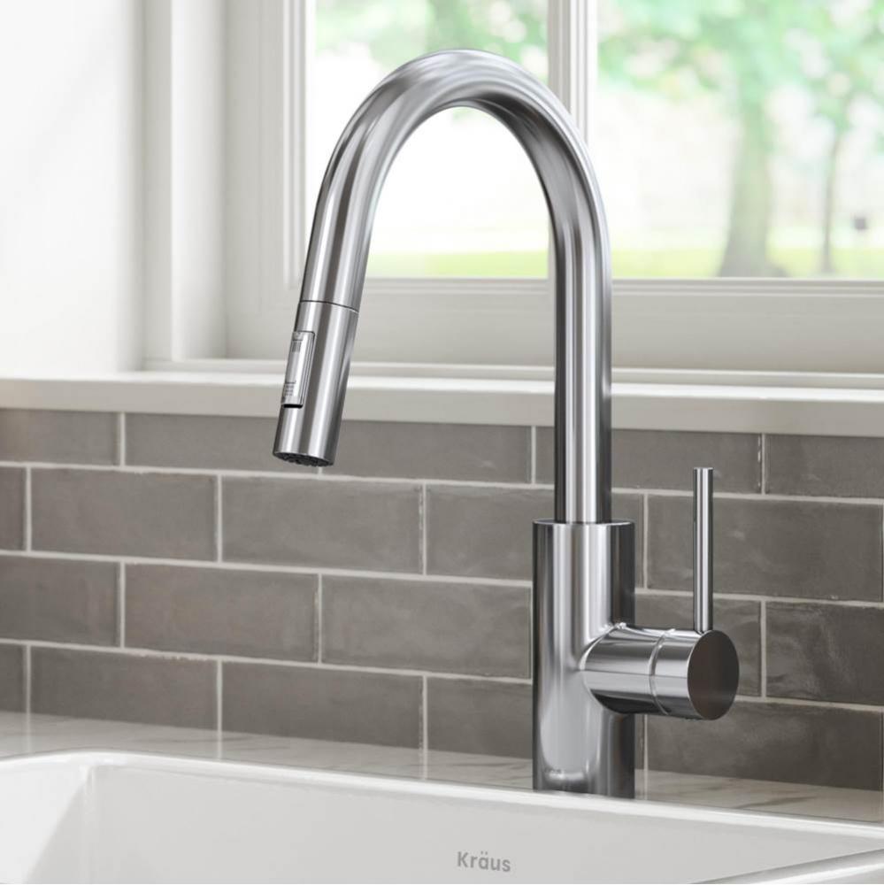 KRAUS Oletto™ Dual Function Pull Down Kitchen Faucet, Chrome Finish