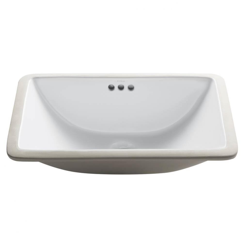 Elavo 21-inch Rectangular Undermount White Porcelain Ceramic Bathroom Sink with Overflow