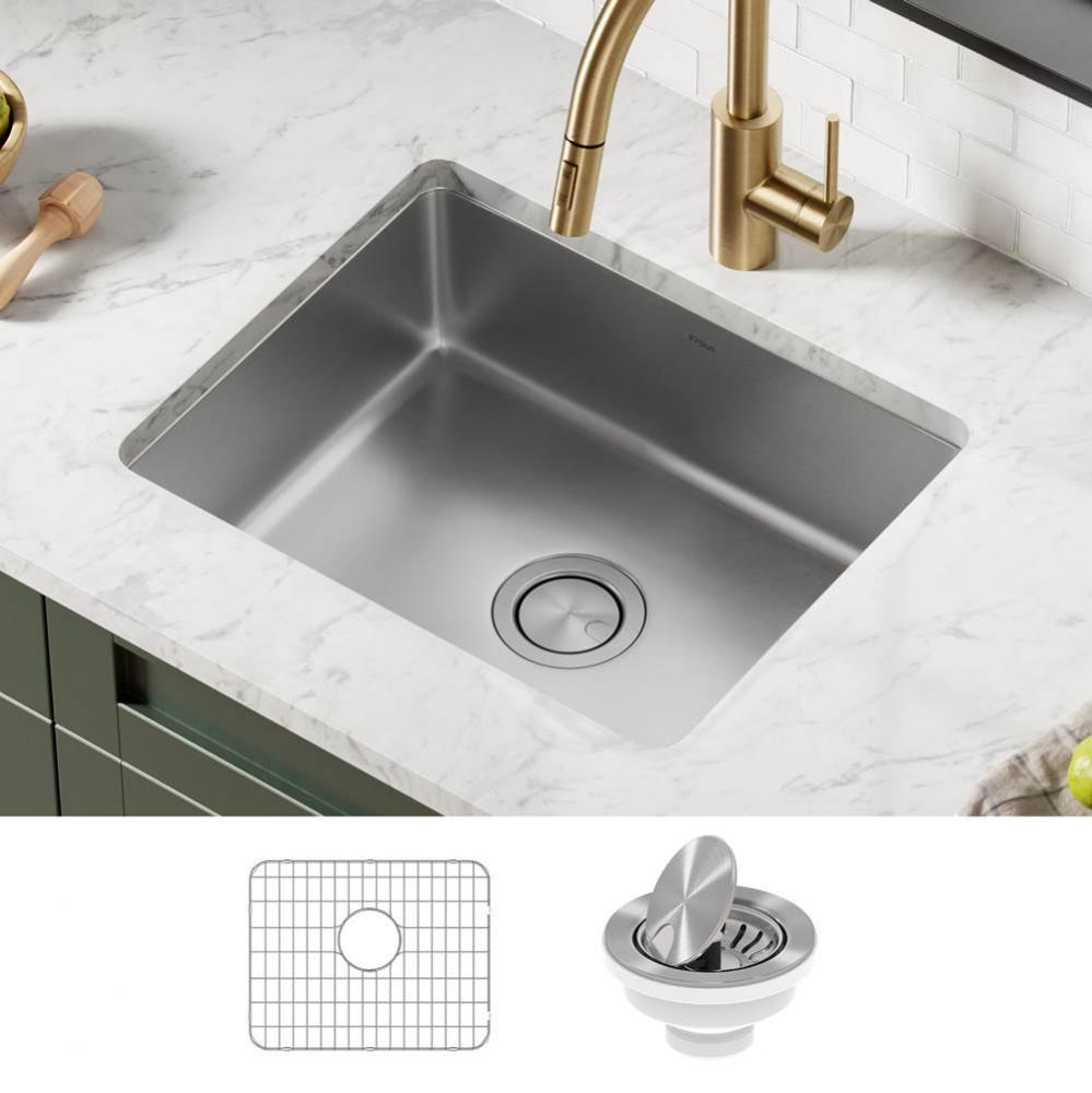 KRAUS Dex 21 in. Undermount 16 Gauge Antibacterial Stainless Steel Single Bowl Kitchen Sink