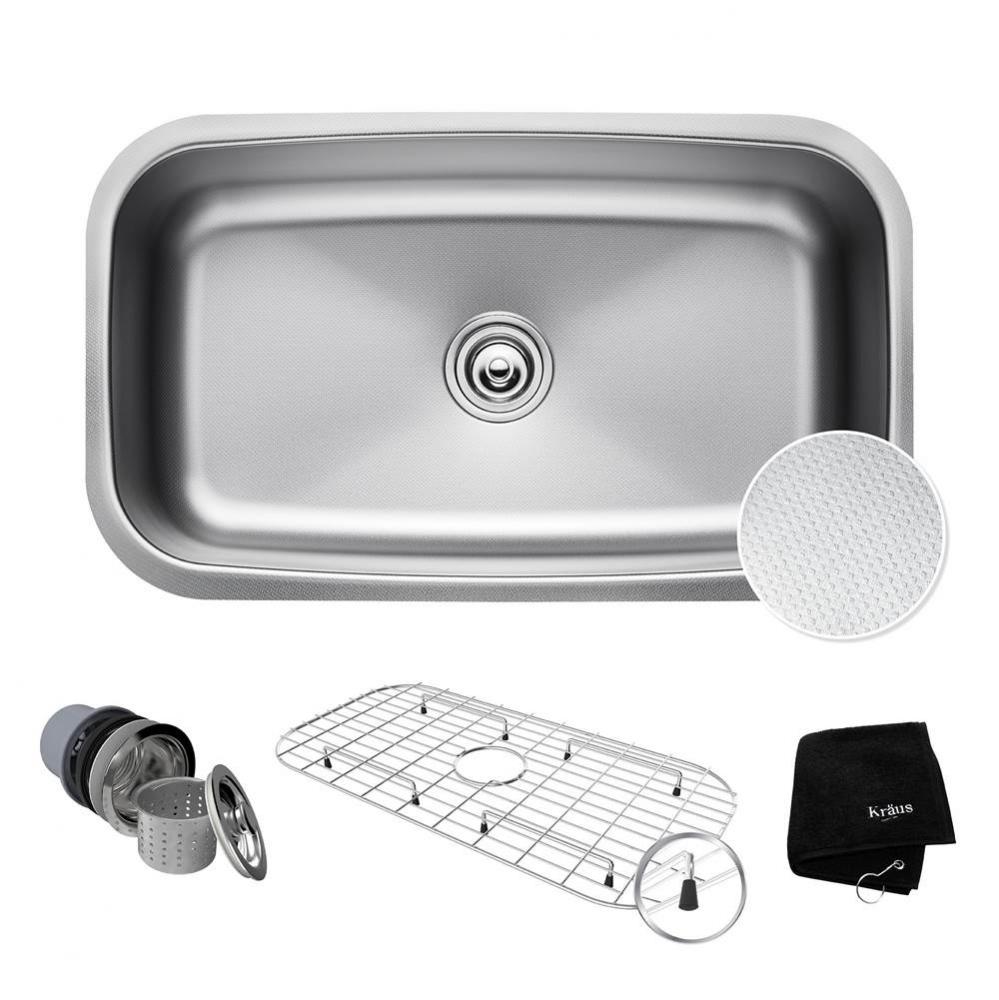 Outlast MicroShield Scratch-Resist Stainless Steel Undermount Single Bowl Sink, 31.5'' 1