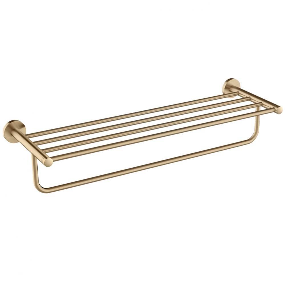 Elie Bathroom Shelf With Towel Bar, Brushed Gold Finish