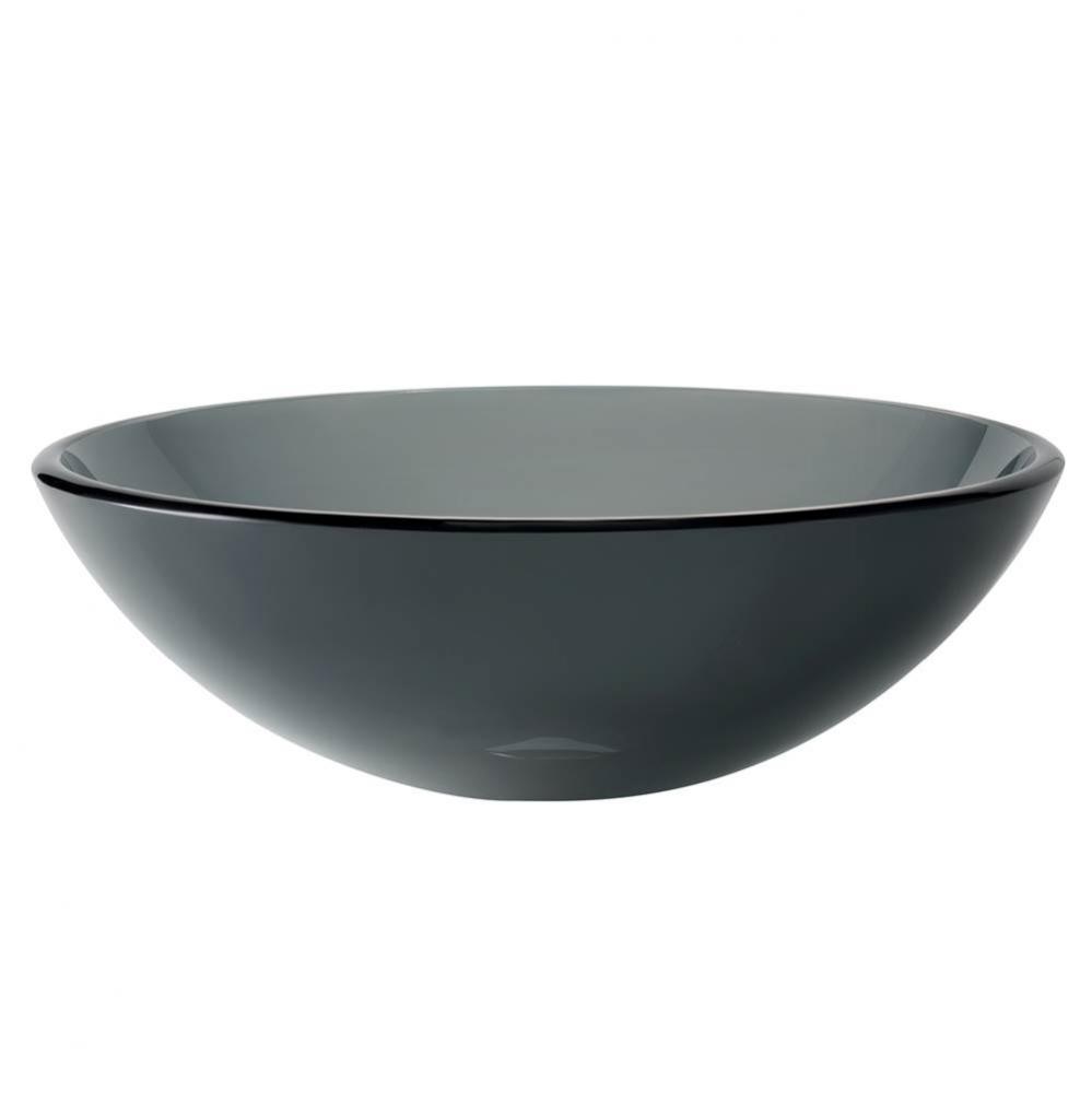 KRAUS Round Clear Black Glass Vessel Bathroom Sink, 14 inch