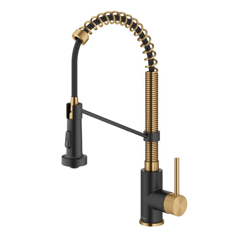 Bolden Commercial Style Pull Down Single Handle 18 Inch Kitchen Faucet In Brushed Brass, Matte Bla