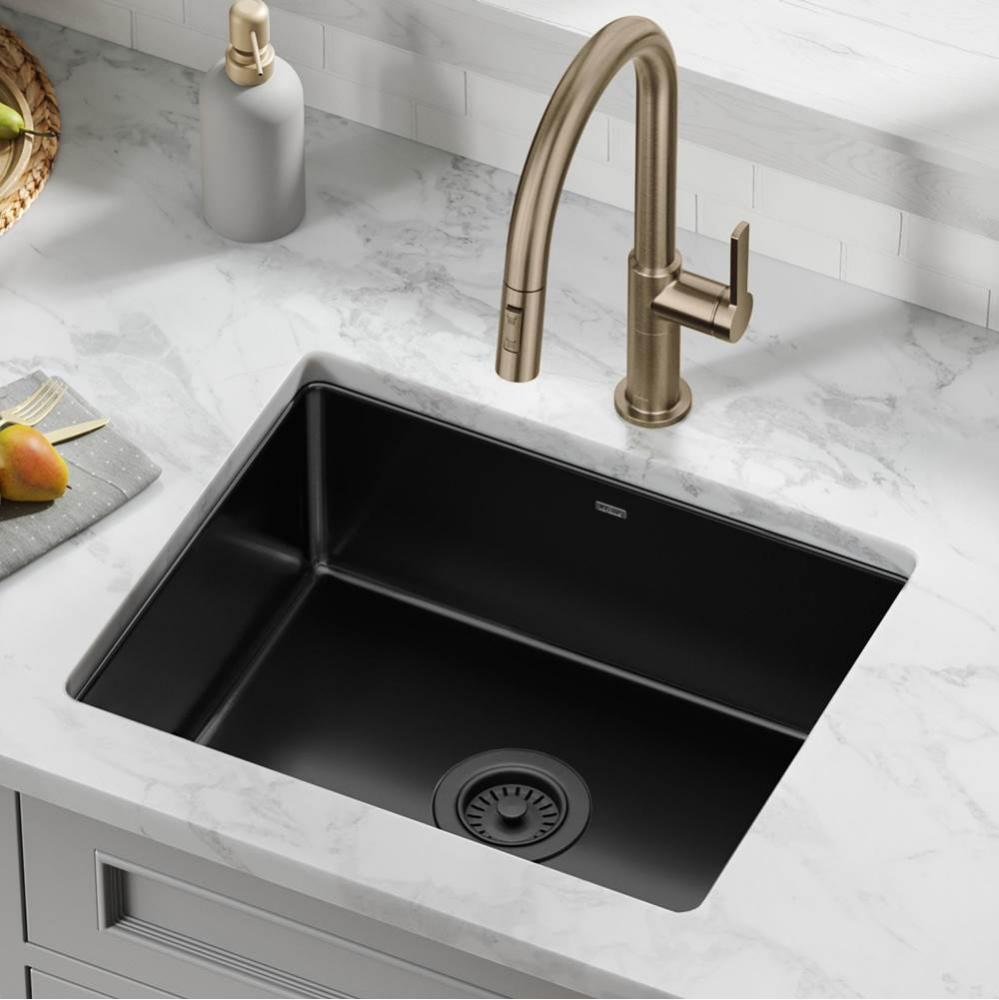 KRAUS Pintura 21'' Undermount Porcelain Enameled Steel Single Bowl Kitchen Sink in Black