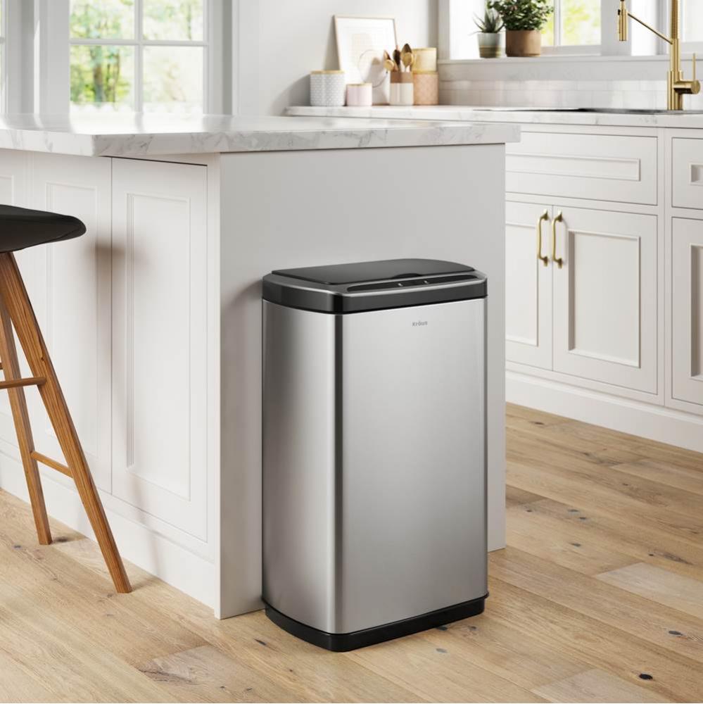 KRAUS GarbagePro Rectangular 13 Gallon Touchless Motion Sensor Trash Can in Fingerprint Resistant