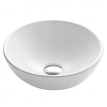 Kraus KCV-341 - KRAUS Elavo Round Vessel White Porcelain Ceramic Bathroom Sink, 14 inch