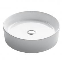 Kraus KCV-140 - KRAUS Elavo Round Vessel White Porcelain Ceramic Bathroom Sink, 18 inch