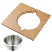 Kraus KAC-205BB - Workstation Serving Board Set with Stainless Steel Mixing Bowl for Kitchen Sink