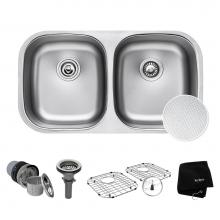 Kraus KBU22E - Outlast MicroShield Scratch-Resist Stainless Steel Undermount 50/50 Double Bowl Sink, 32'&apo