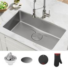 Kraus KD1US33B - KRAUS Dex 33 in. Undermount 16 Gauge Antibacterial Stainless Steel Single Bowl Kitchen Sink