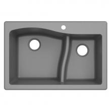 Kraus KGD-442GREY - Quarza 33'' Dual Mount 60/40 Double Bowl Granite Kitchen Sink in Grey