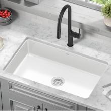 Kraus KE1US32GWH - KRAUS Pintura 32'' Undermount Porcelain Enameled Steel Single Bowl Kitchen Sink in White