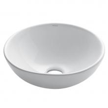 Kraus KCV-141 - KRAUS Elavo Round Vessel White Porcelain Ceramic Bathroom Sink, 16 inch