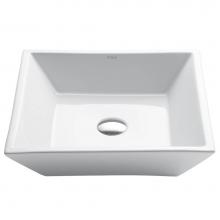 Kraus KCV-125 - KRAUS Elavo Square Vessel White Porcelain Ceramic Bathroom Sink, 16 inch