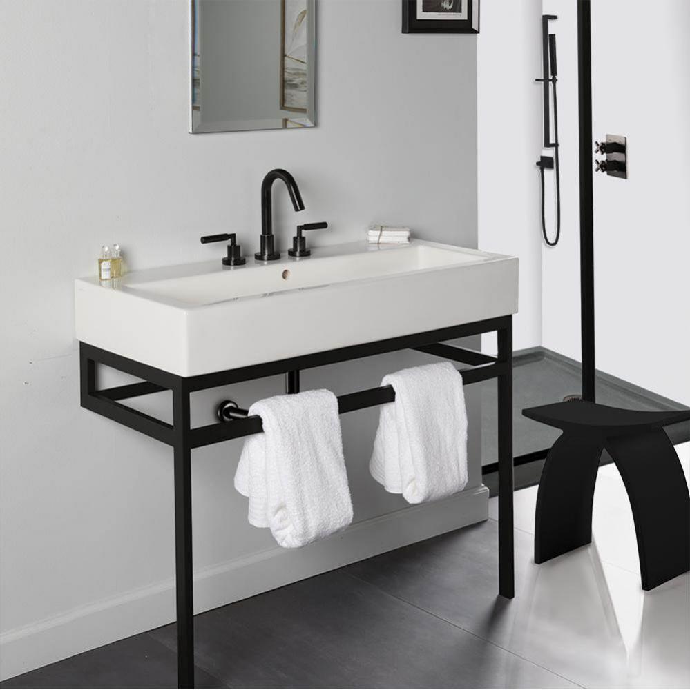 Floor-standing metal console stand with a towel bar (Bathroom Sink 5460sold separately), made of s