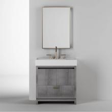 Lacava AQS-F-32-20 - Free-standing under-counter vanity with finger pulls across top doors and polished chrome pull acr