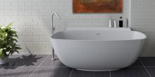 Lacava TUB07-001M - Free-standing soaking bathtub made of white solid surface with an overflow, net weight 286 lbs, wa