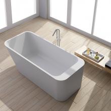 Lacava TUB08-001G - Free standing soaking bathtub made of white solid surface with overflow and solid surface pop up d