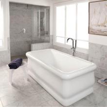 Lacava TUB11-001 - Free-standing soaking bathtub made of luster white acrylic with an overflow and polished chrome dr