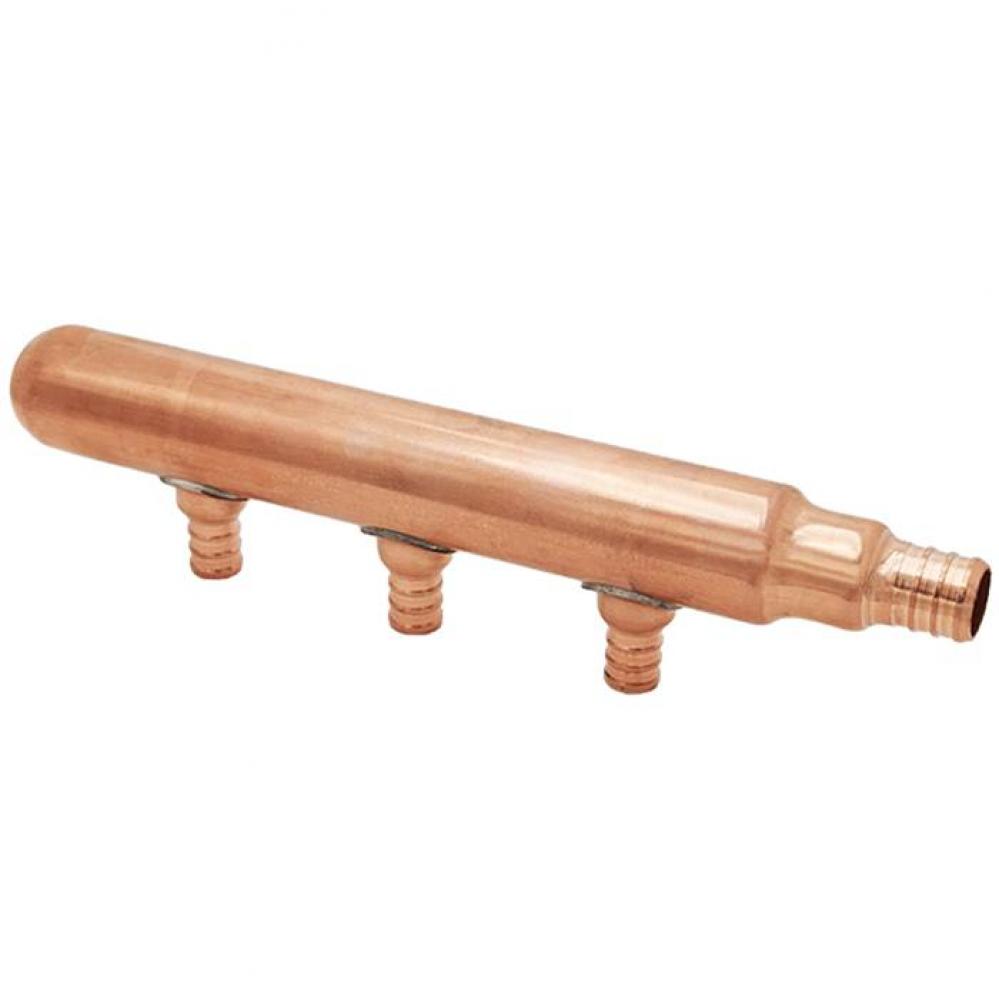 3/4'' x Close PEX Copper Manifold with 3 Outlets - 1/2'' F1807 PEX